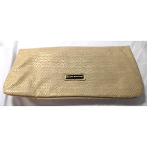 Steve Madden Beige Textured Fold Over Magnetic Clutch Purse